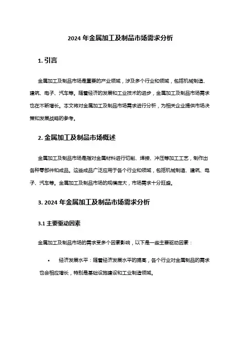 2024年金属加工及制品市场需求分析