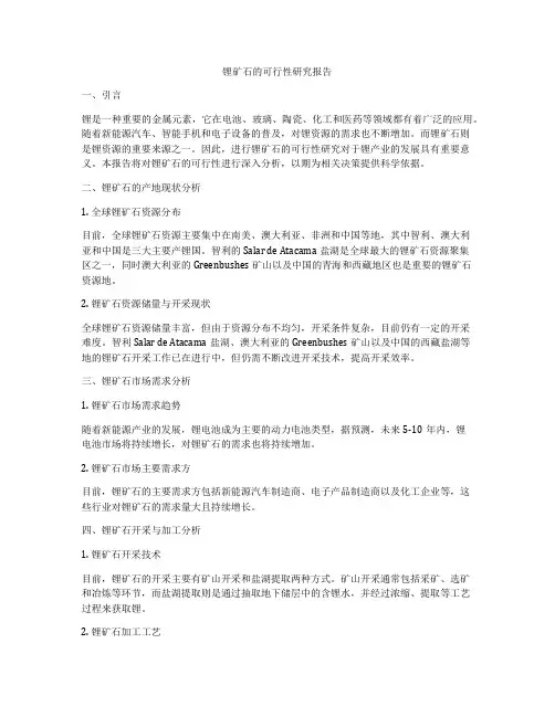 锂矿石的可行性研究报告