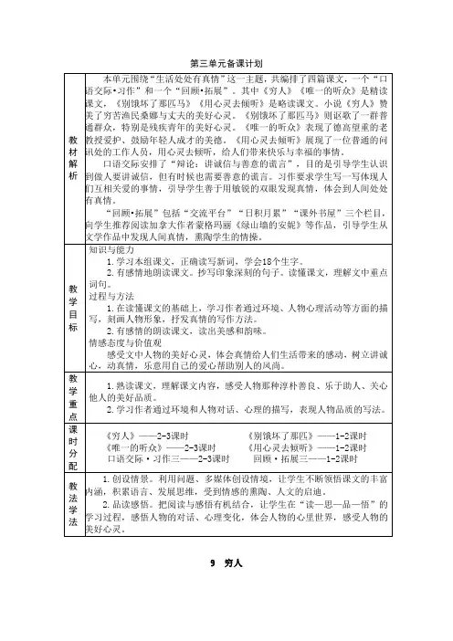 六年级上册语文教案-9穷人 人教新课标