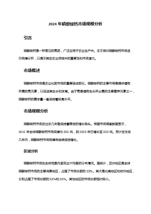 2024年硝酸铵钙市场规模分析