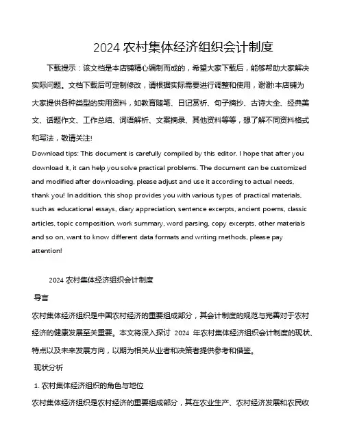 2024农村集体经济组织会计制度