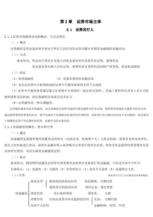 证券从业金融市场基础知识笔记