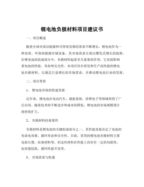 锂电池负极材料项目建议书