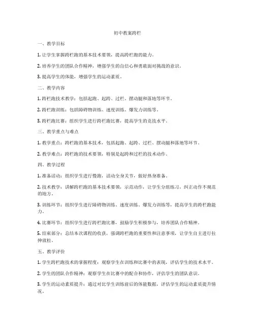 初中教案跨栏