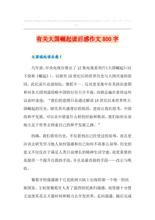 有关大国崛起读后感作文800字