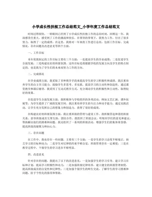 小学成长性扶植工作总结范文_小学年度工作总结范文