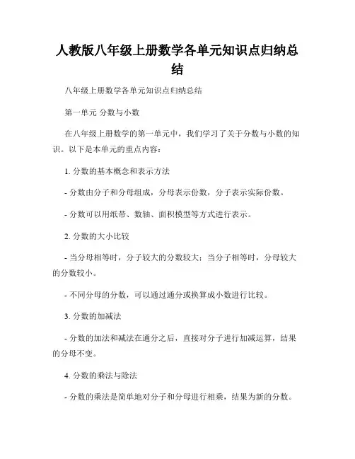 人教版八年级上册数学各单元知识点归纳总结
