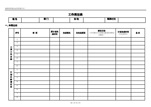 工作周报表格式