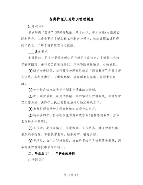 各类护理人员培训管理制度(5篇)
