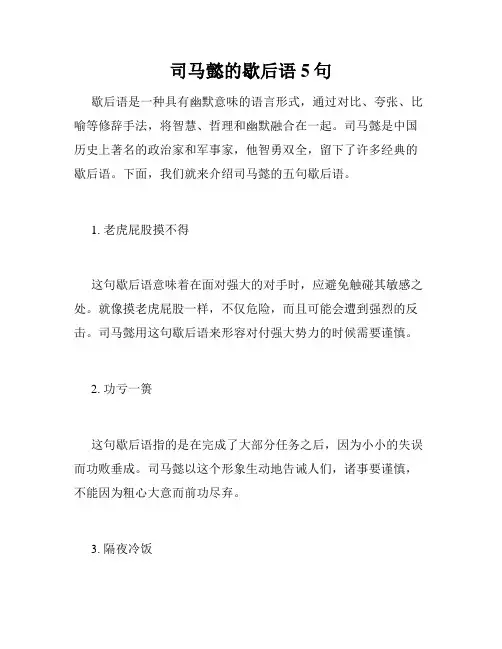 司马懿的歇后语5句