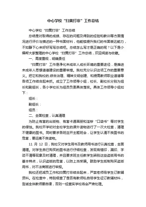 中心学校“扫黄打非”工作总结
