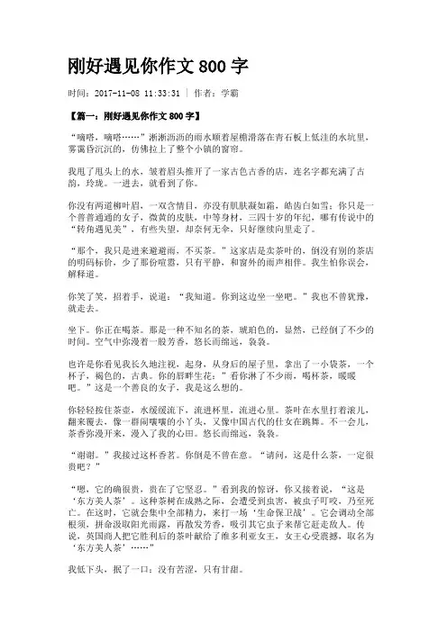 刚好遇见你作文800字