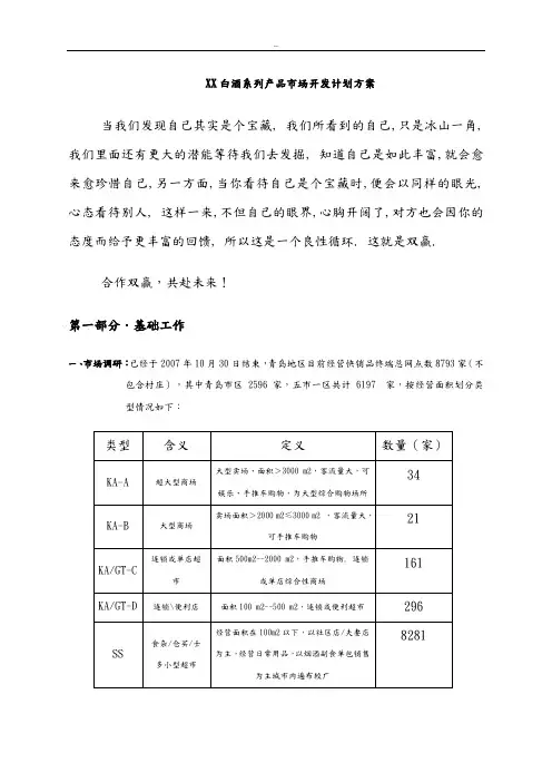 XX白酒市场开发计划方案