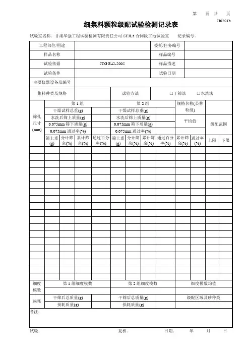 细集料颗粒级配表