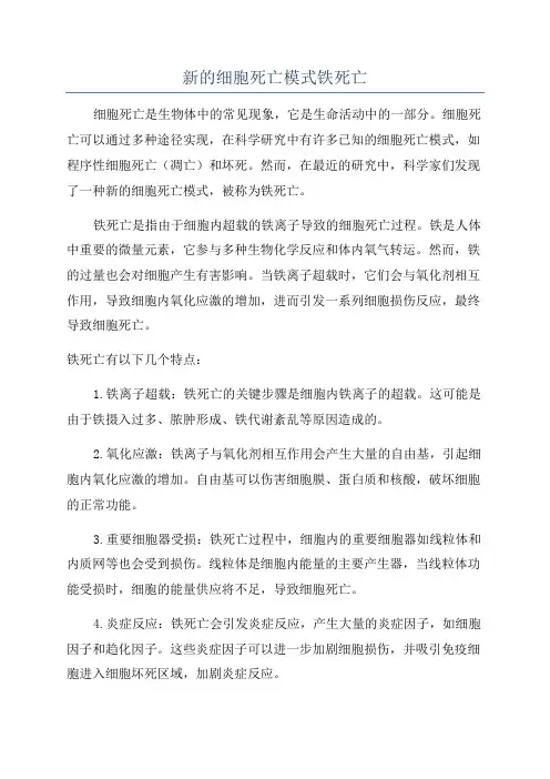 新的细胞死亡模式铁死亡