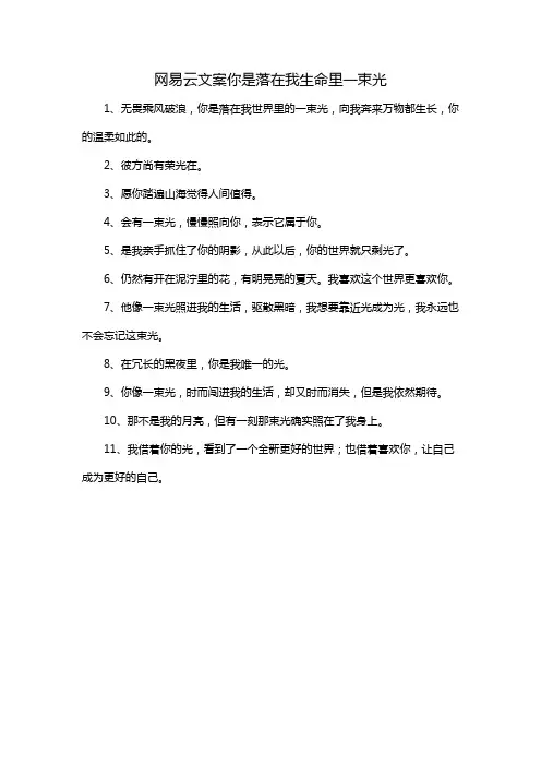 网易云文案你是落在我生命里一束光