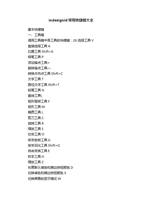 indesignid常用快捷键大全