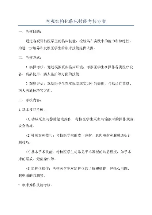 客观结构化临床技能考核方案