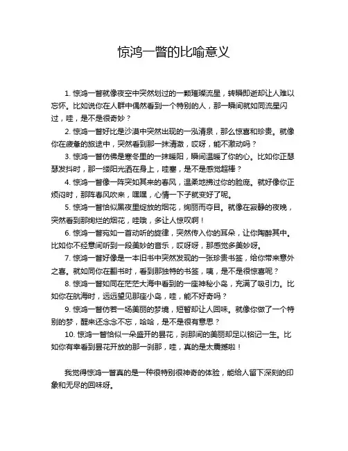 惊鸿一瞥的比喻意义