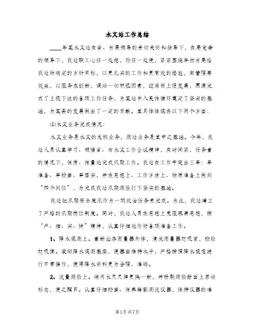 水文站工作总结（2篇）