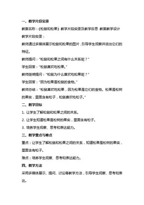 《松鼠和松果》教学片段实录及教学反思 教案教学设计