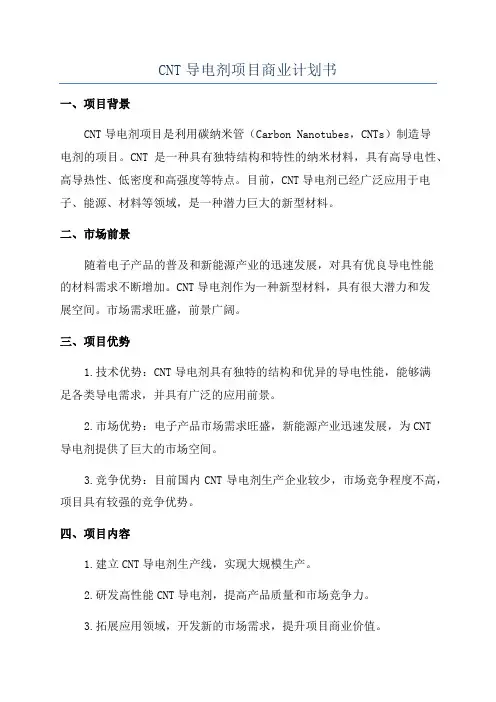 CNT导电剂项目商业计划书