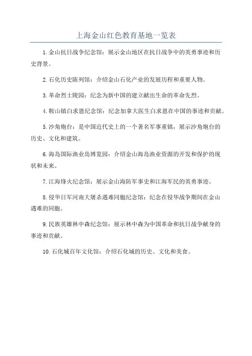 上海金山红色教育基地一览表