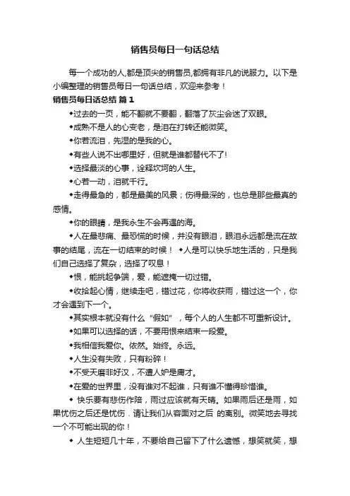 销售员每日一句话总结