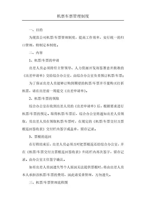 机票车票管理制度