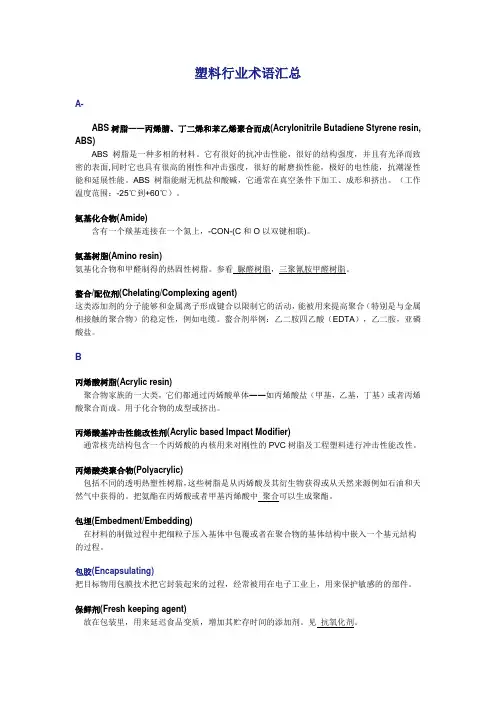 塑料行业术语