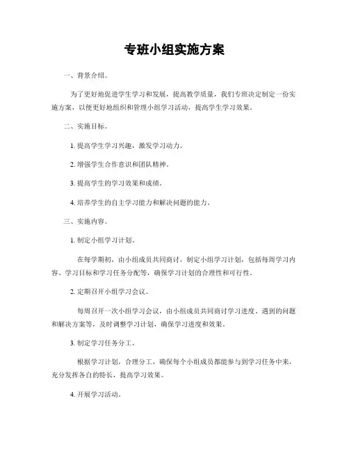 专班小组实施方案