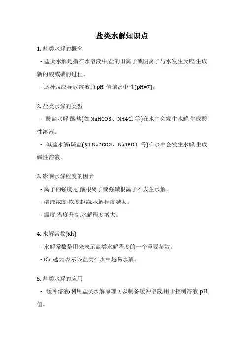 盐类水解知识点
