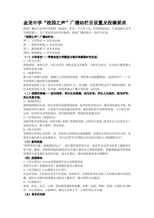 广播站栏目设置及投稿要求