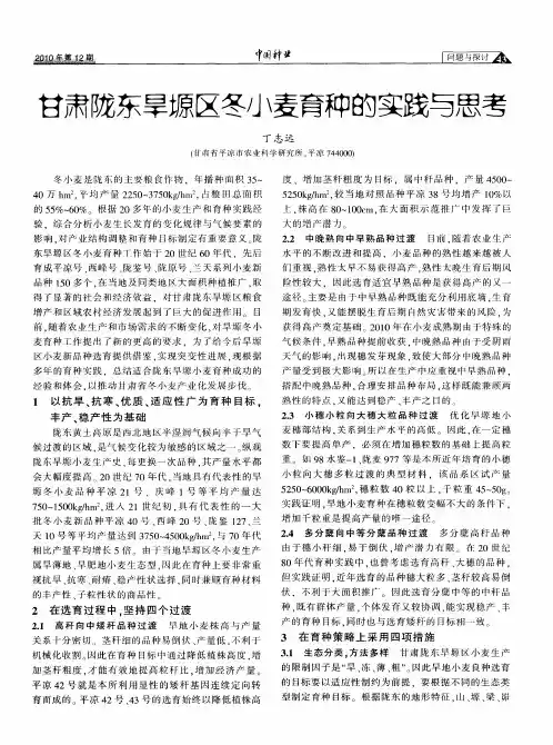 甘肃陇东旱塬区冬小麦育种的实践与思考