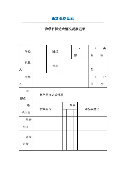 英语课堂观察量表1