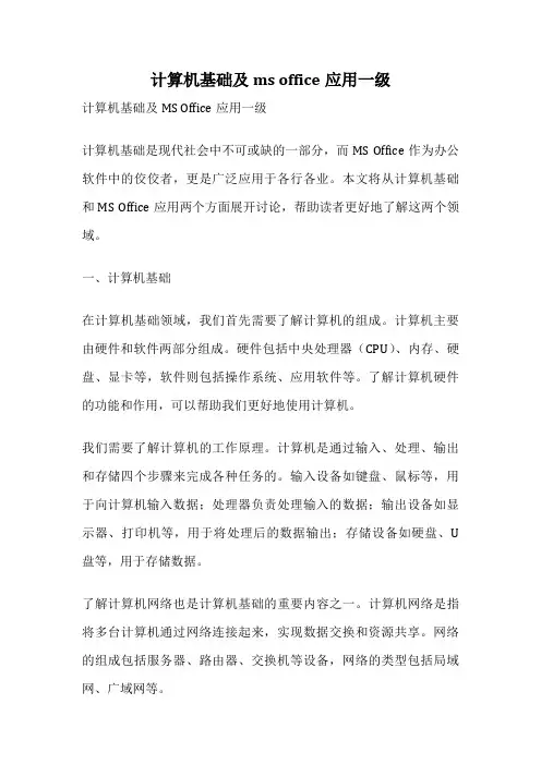 计算机基础及ms office应用一级