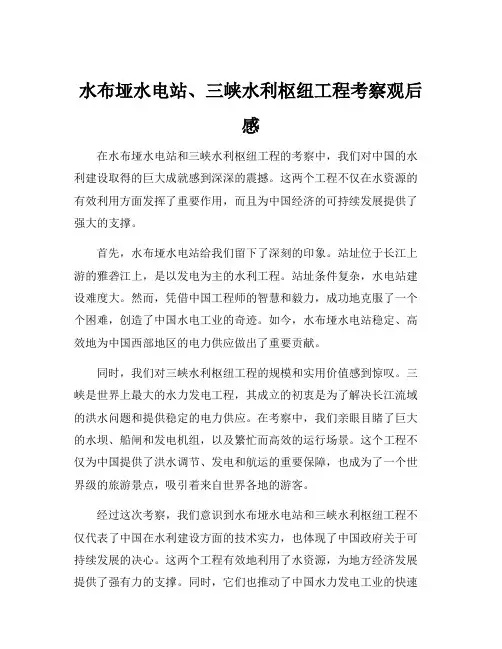 水布垭水电站、三峡水利枢纽工程考察观后感