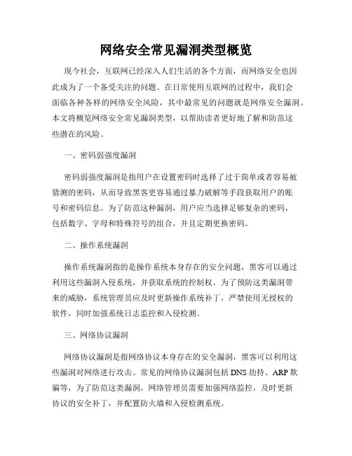 网络安全常见漏洞类型概览