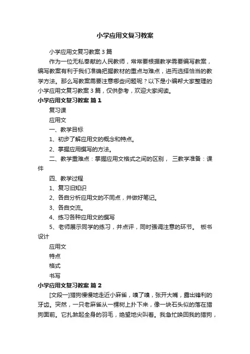 小学应用文复习教案