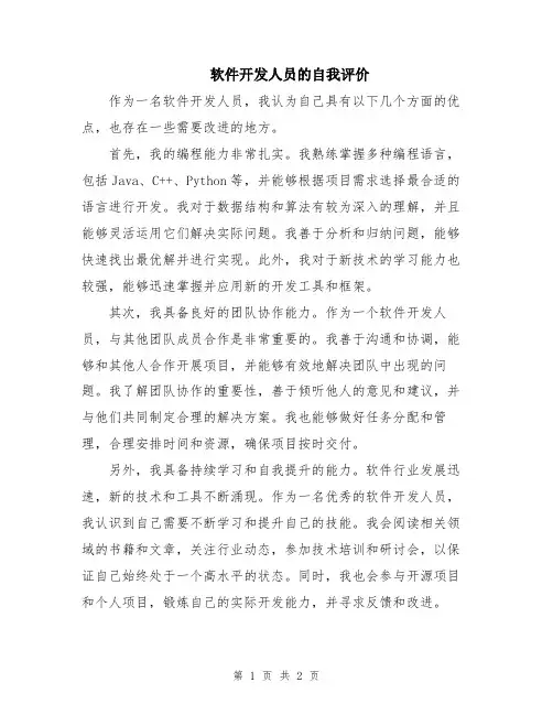 软件开发人员的自我评价