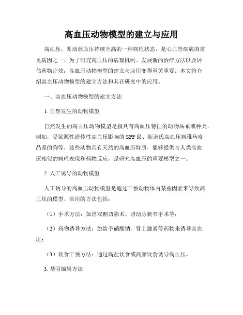 高血压动物模型的建立与应用