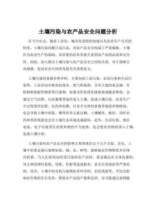 土壤污染与农产品安全问题分析