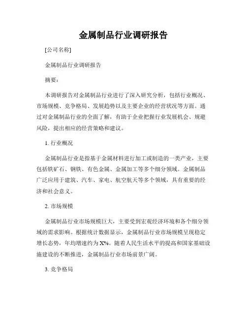 金属制品行业调研报告