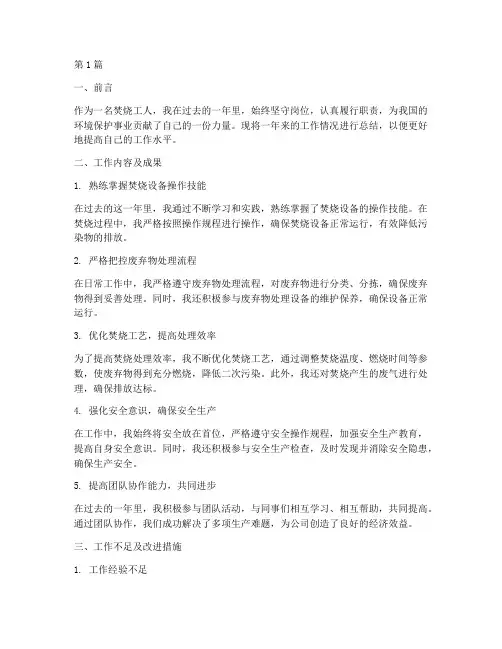 焚烧工人工作总结范文(3篇)