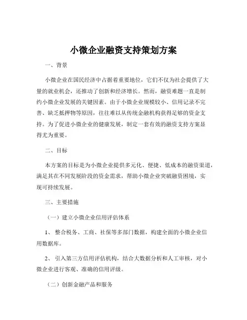 小微企业融资支持策划方案