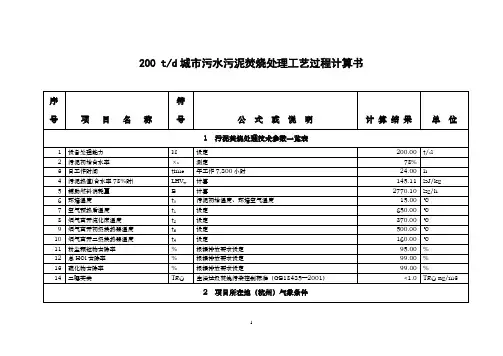 200t污泥焚烧的计算书
