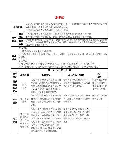高考地理总复习区域地理——世界地理《东南亚》教案