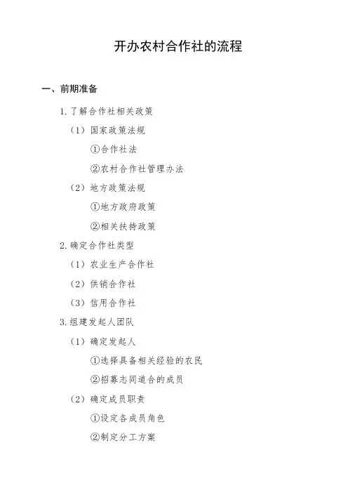 开办农村合作社的流程