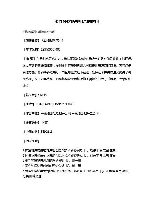 柔性钟摆钻具组合的应用