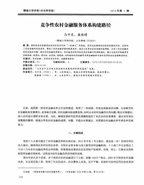 竞争性农村金融服务体系构建路径